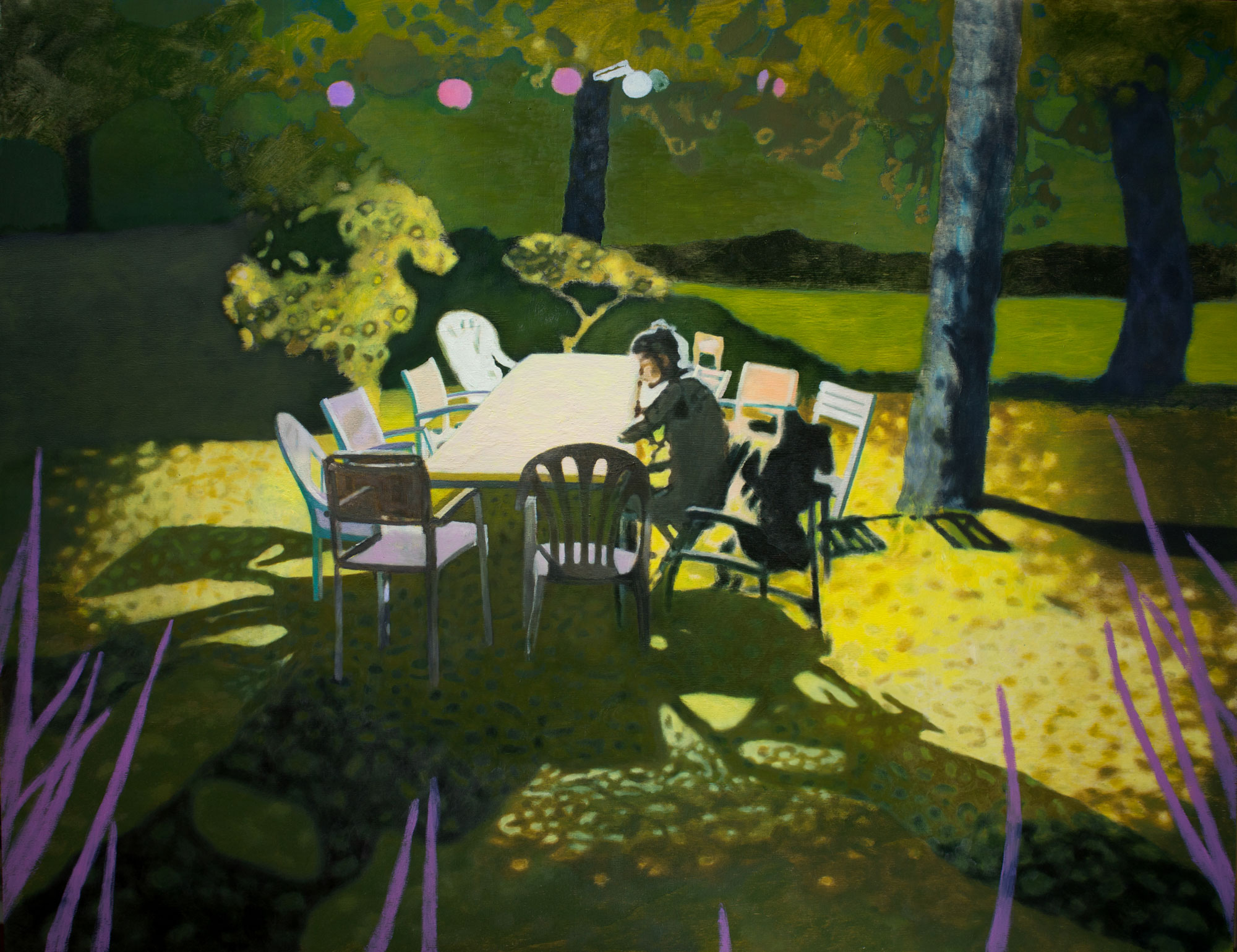 Karolina Orzełek, "Garden party II", 2019, 97 x 73 cm, oil on panel