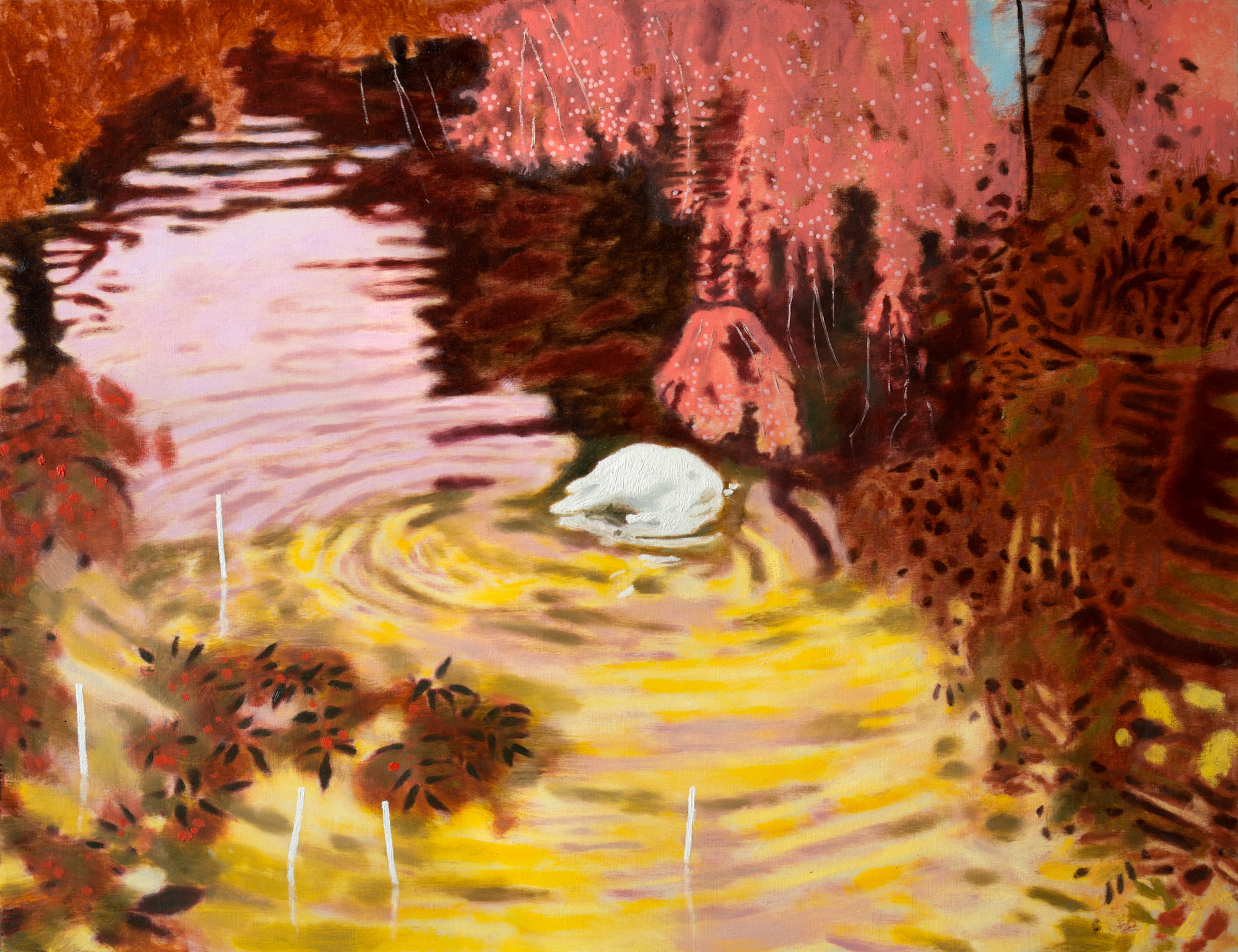 Karolina Orzełek, "Down by the water IV", 2019, 65 x 50 cm, oil on panel